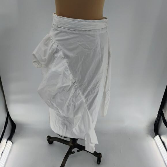 MILLY Skirt Lagenlook Stripe 100% Cotton White Midi Women's Size 10 - Picture 5 of 16